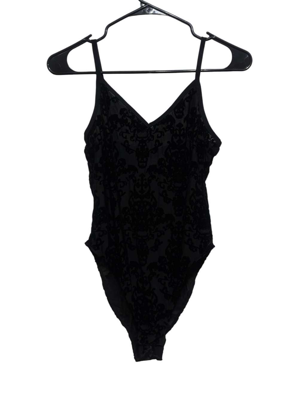 Black Velvet Burnout V-Neck Bodysuit